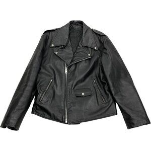 Police Leather Black Motorcycle Biker Heavy Jacket Men's 44